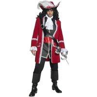 Smiffys Men's Deluxe Authentic Pirate Captain Costume Set in Red | Size: XL