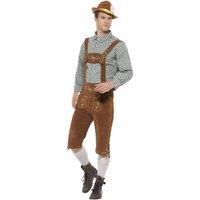 Smiffys Men's Deluxe Traditional Hans Bavarian Costume Set in Light Brown | Size: Large