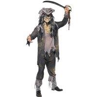 Smiffys Men's Deluxe Ghost Ship Ghoul Costume in Grey | Size: Large