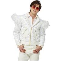 Elton John Men's Feather Costume Jacket in White | Size: Medium