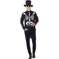 Smiffys Men's Skeleton Day Of The Dead Costume Suit Set in Black | Size: Large