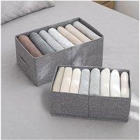 Living and Home Foldable Clothes Storage Organizer Wardrobe Box in Grey