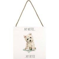 Louise Nisbet Wooden West Highland Terrier Plaque in Off-White