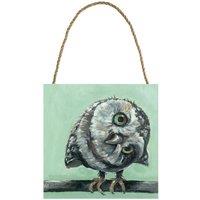 Louise Brown Wooden Owl Plaque in Green