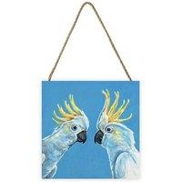 Louise Brown Wooden Cockatoo Plaque in Bright Blue