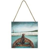 Joe Ramm The Helmsman Wooden Plaque in Mid Blue