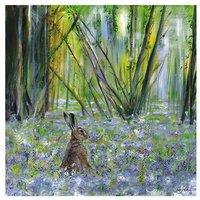 Julia Pankhurst Spring Hare Poster in Bottle Green
