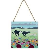 Ailsa Black Bumble Bee Wood Print in Mid Blue