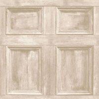 Fine Dcor Distinctive Wood Panel Wallpaper in Cream