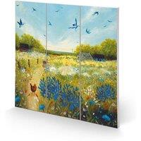 Julia Crossland Summer Meadow Square Wood Plaque in Green