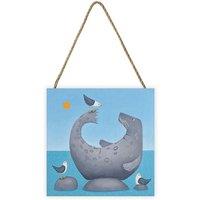 Ailsa Black Born To Fish Wooden Plaque in Mid Blue