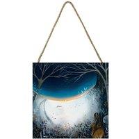 Julia Crossland Winter Hares Wooden Block in White