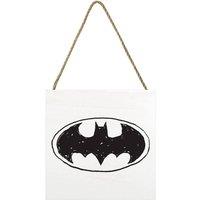 Batman Fun Sketch Logo Wooden Block in White