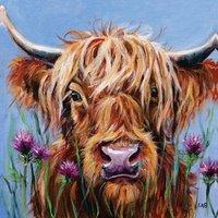Louise Brown Highlander Framed Canvas Print in Mid Blue