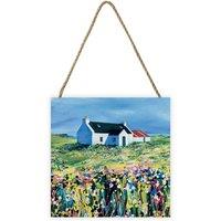 Avril Thomson Smith Fields Of Yellow Wooden Block in Baby Blue
