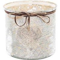 Hill Interiors Hammered Heart Charm Candle Holder in Silver