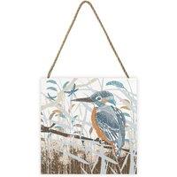 Summer Thornton Woodland Nature Kingfisher Wooden Block in White