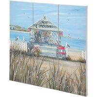Diane Demirci Beach Ice Cream Square Plaque in Mid Blue