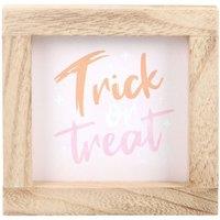 Something Different Trick Or Treat Wooden Framed Plaque in Natural