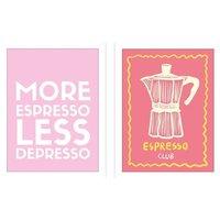 Athene Fritsch Studio Dolci Espresso Club Framed Print Set Pack of 2 in Dusty Pink