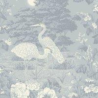 Belgravia Izumi Crane Wallpaper in Blue