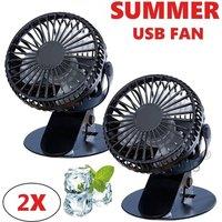SPETLEK 2PCS Clip on Fan USB Rechargeable 3 Speeds Table in Black