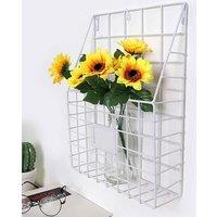 SPETLEK Simple Wire Magazine Newspaper Basket Wall White 1x | Size: Large