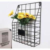 SPETLEK Simple Wire Magazine Newspaper Basket Wall Black1x in Black | Size: Large
