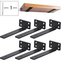 EONLION 6 x Heavy Duty Shelf Brackets Strong Rustic in Black | Size: 1000mm 2000mm
