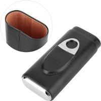 NESTLUNE Leather Cedar Wood Portable Travel Cigar Humidor Gift Case in Black | Size: 100 cm x 100 cm