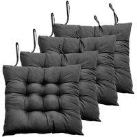 NESTLUNE 4 Pack Tie-On Seat Cushions for Indoor Outdoor Dining Garden in Black | Size: 100 cm x 190 cm