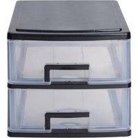 NESTLUNE 2 Tier Plastic Drawer Storage Tower Desktop Organiser in Clear | Size: 100 cm x 100 cm