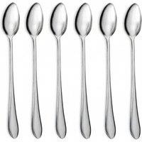 NESTLUNE 6 Pack Long Handle Stainless Steel Spoons in Silver | Size: 100 cm x 100 cm