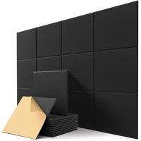 NESTLUNE 12x Self Adhesive Acoustic Wall Panel Tiles in Black