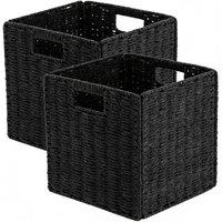 Kelvenix 2x Faux Wicker Baskets black