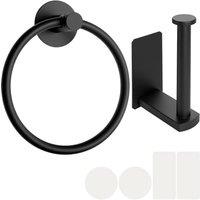 Kelvenix black Self Toilet Paper Holder Hand Towel Ring Set