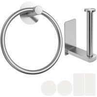 Kelvenix silver Self Toilet Paper Holder Hand Towel Ring Set