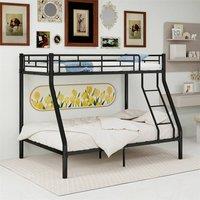 Direct Wicker Single Metal Bunk Bed with Ladder & Guardrails for Adults & Kids in Black