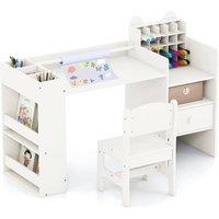 EONLION Art Table & Chair Set Toddler Painting Study in White | Size: 100 cm