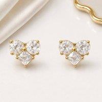 Lemon Daisy Accessories Women's Crystal Heart Stud Earrings for Bridal, Wedding, Bridesmaid & Prom in Gold