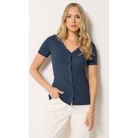 Long Tall Sally Women's Tall Button Ribbed T-Shirt in Dark Blue | Size: 12