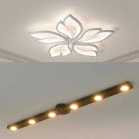 Garwarm Set of 2 Floral Ceiling Light + Black Linear Light Ceiling Light