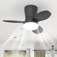Garwarm Modern Black Ceiling Fan with Light & Remote Control