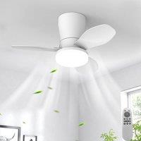 Garwarm LED Ceiling Fans with Lights for Small Spaces, with Remote in White