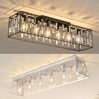 Garwarm Set of 2 Black & Silver Rectangular Crystal Ceiling Lights