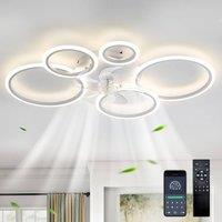 Garwarm Modern LED Ceiling Fans with Lights with 5 Acrylic Lamps in White