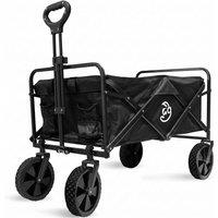 Dragodirect All Terrain Heavy Duty Collapsible Wagon Cart with Adjustable Handle in Black