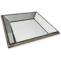 Hill Interiors Astor Distressed Mirrored Square Tray in Gold