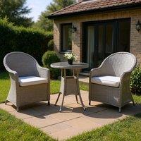 Shatchi Sorrento 3-Piece Rattan Bistro Aluminium 2-Seater Garden Dining Set with Table & Chairs in Natural