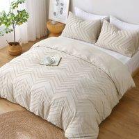 Pamposh Ultra Soft Tufted Duvet Cover Set King Size Quilt Covers in Taupe | Size: Double